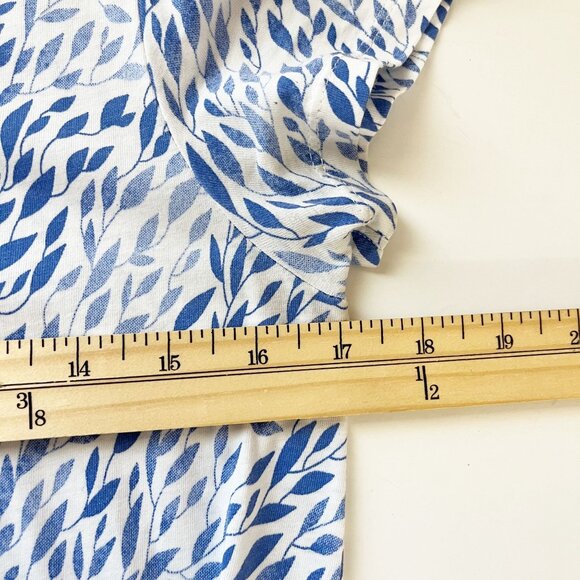 Duffield Lane Blue & White Leaf Print Short Sleeve T-Shirt Dress - Size Small - Picture 5 of 6